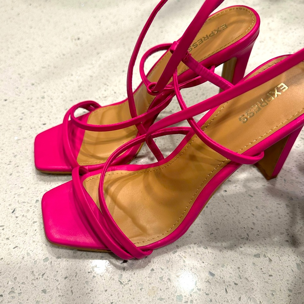Express pink strappy heels